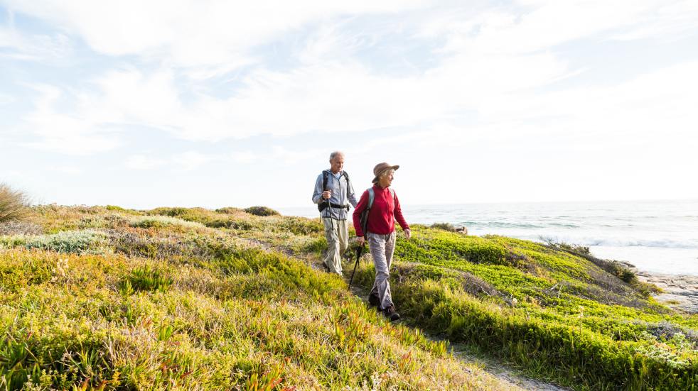 retired couple hiking